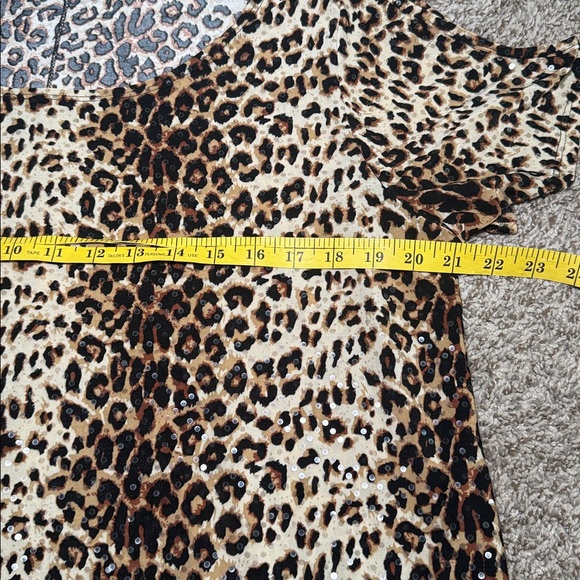 Wilde Women’s Leopard Print Sequin Open Short Sleeve Top Plus Size 2X - Picture 5 of 8